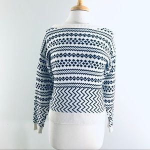 American Apparel White Black Pullover Sweater XS/S